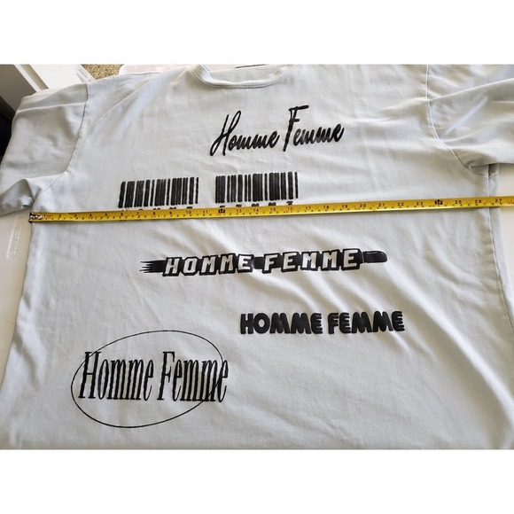 Homme Femme Blue Logo Graphic T-Shirt Mens XXL Oversized Streetwear z○ - Picture 5 of 8